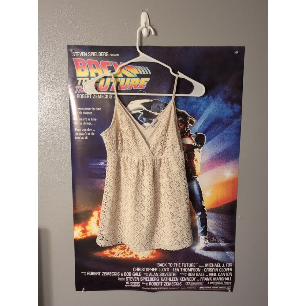 Express Crochet Lined Tank Top Beige Women's Size XS